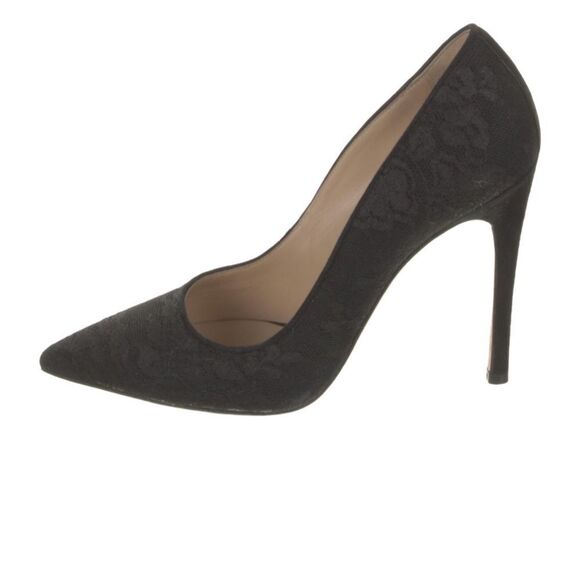 MAXMARA Black Pointed toe Lace Overlay Stiletto Pumps - Picture 2 of 9